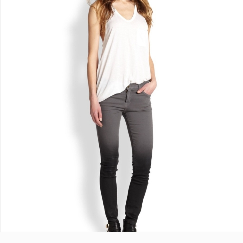 Current/Elliott The Stiletto Ombre Dark Castle Gray Black Coated Skinny Jeans 26